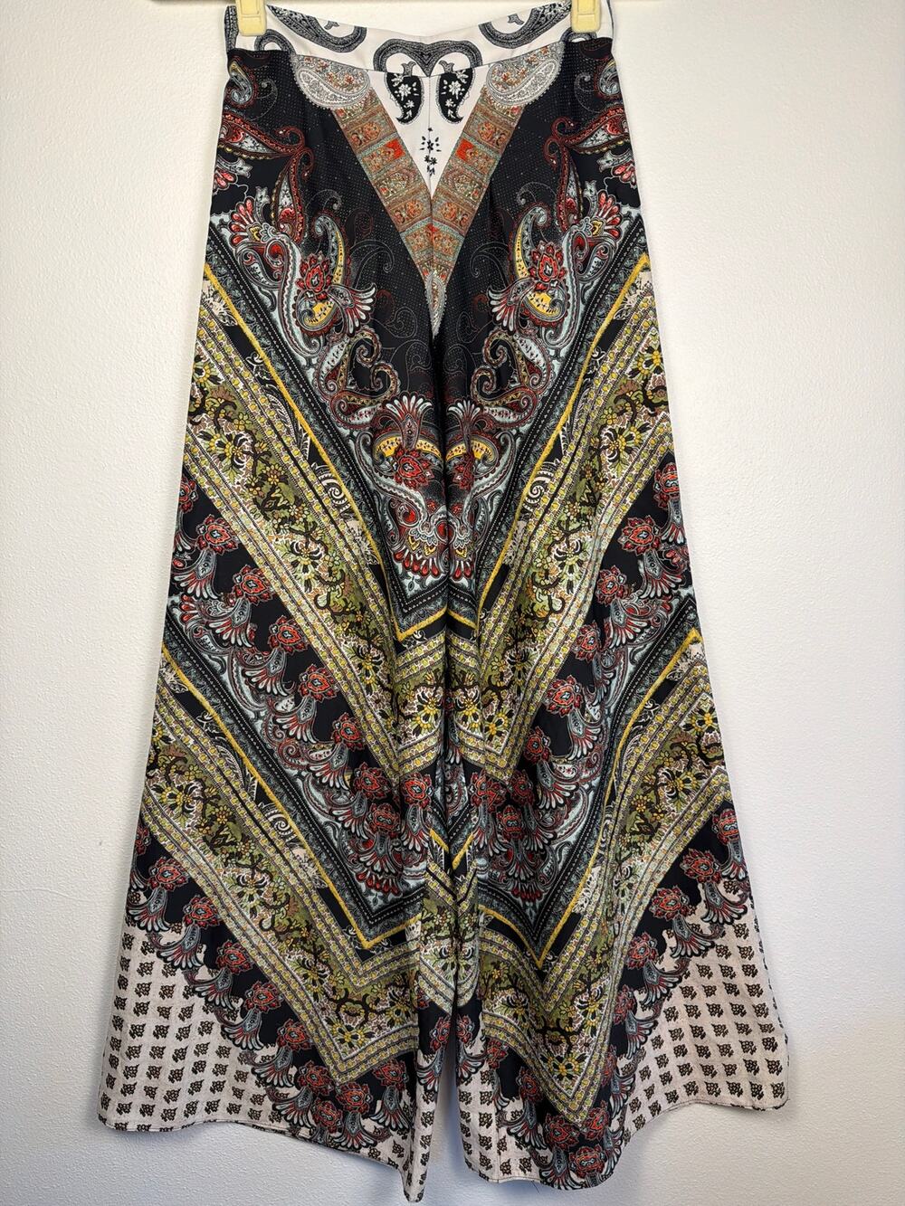 Alice + Olivia Paisley Wide Leg Palazzo High Waist with Back Zip Pants | Size 0
